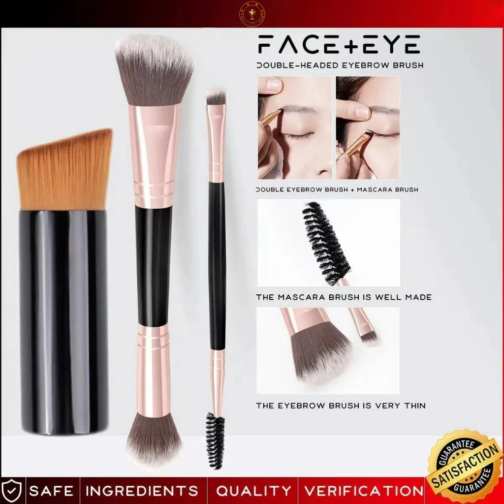 Kit Escova de Base Cabeça Oblíqua+Escova de Pó Solto Contorno Duplo+Pincel Chanfrado e Duplo Para Sobrancelha em Oferta na Shopee