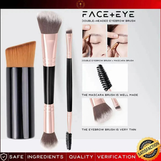 Kit Escova de Base Cabeça Oblíqua+Escova de Pó Solto Contorno Duplo+Pincel Chanfrado e Duplo Para Sobrancelha em Oferta na Shopee
