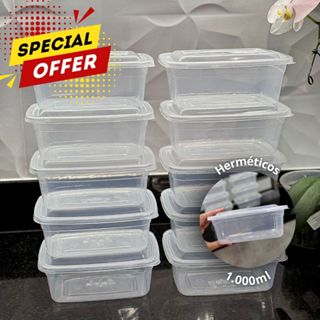 Kit de 20 Potes Marmitas 1000ml Tampa herméticos - Qualidade, armazenamento, reutilizavel em Oferta na Shopee