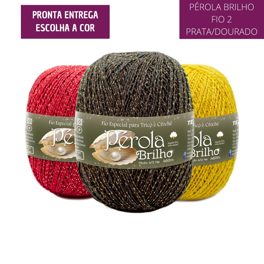 Linha Pérola Brilho 150g 460m TEX 295 Fio 2 Crochê Moda PRATA e DOURADO (Mesma Espessura Anne) em Oferta na Shopee