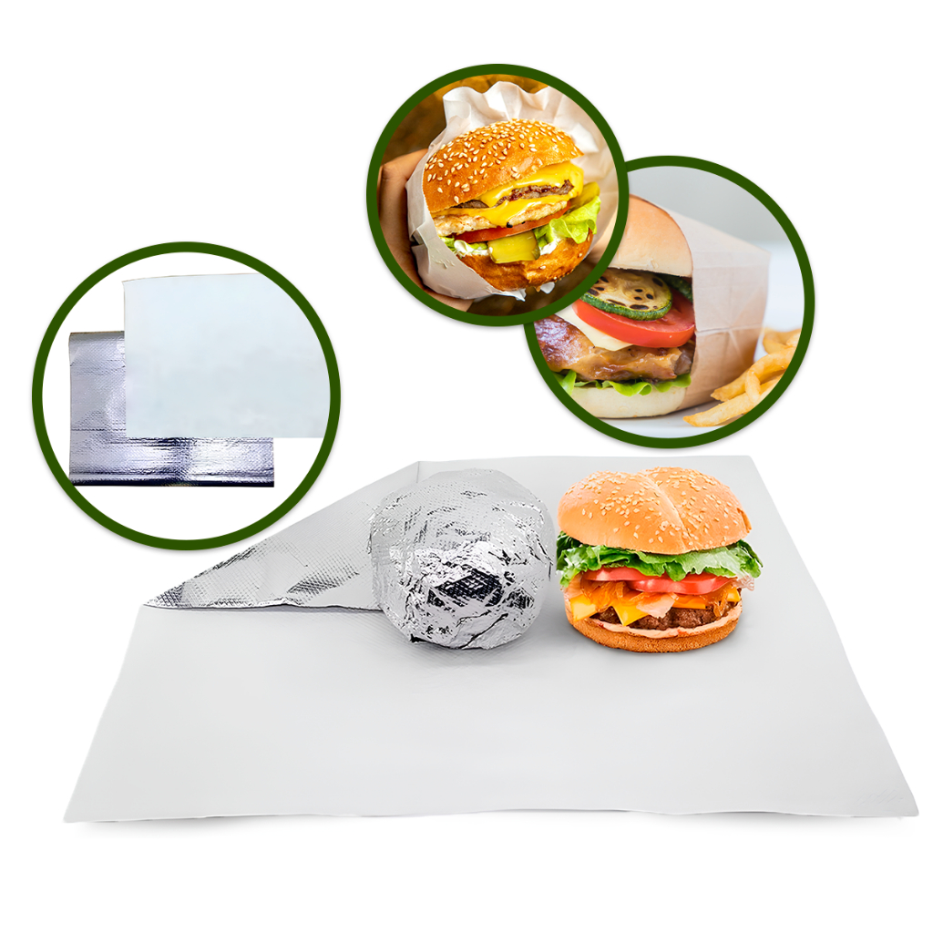 Papel Acoplado Térmico 500 unidades Tamanho 30x38cm - Hamburguer Burger Embalagem para Lanche