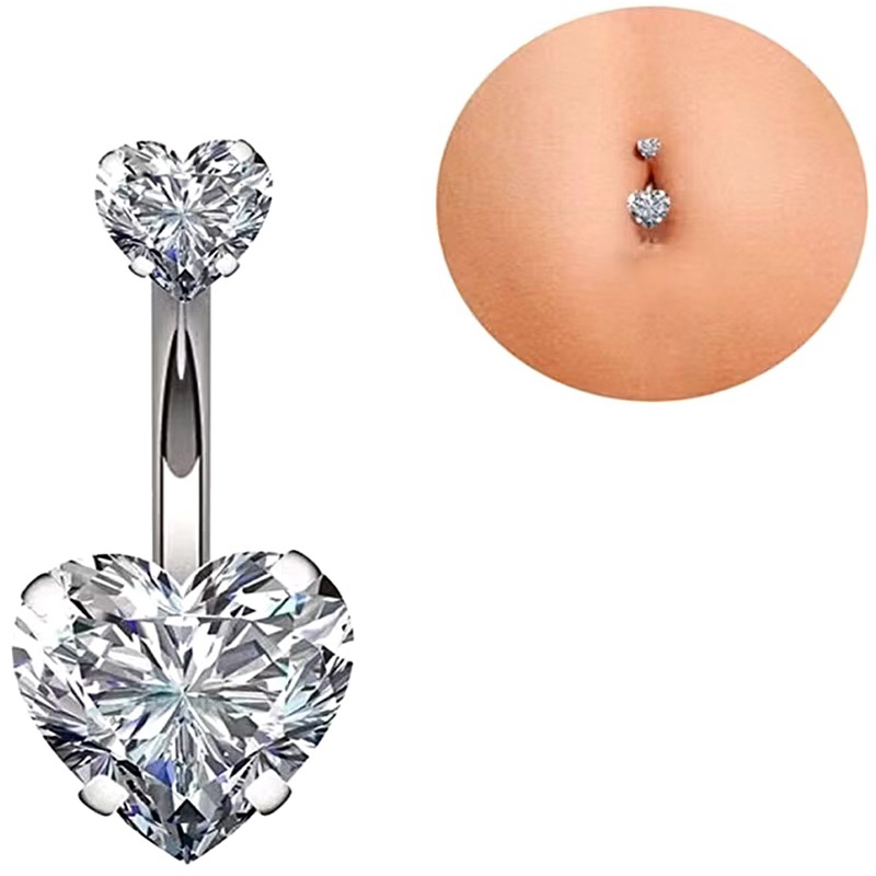 Piercing Umbigo Zircônia Aço Cirúrgico Inox Estrela Coração