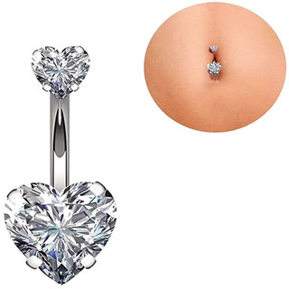 Piercing Umbigo Zircônia Aço Cirúrgico Inox Estrela Coração