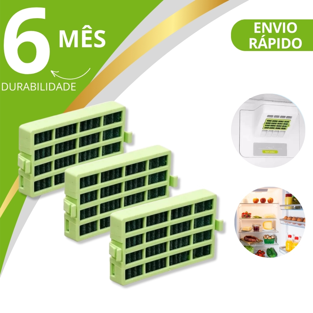 Kit 3 Filtro Geladeira Antibactéria Bem Estar Antiodor Refrigerador Longa Duração em Oferta na Shopee
