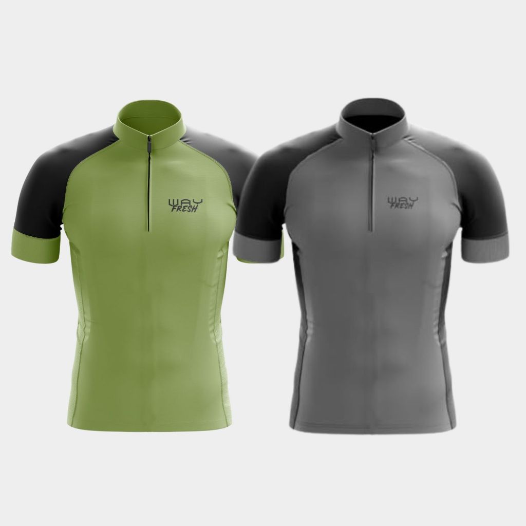 Kit 2 Camisas Camiseta Masculina Ciclismo Roupas Pedal Bike Way Fresh Zíper Parcial