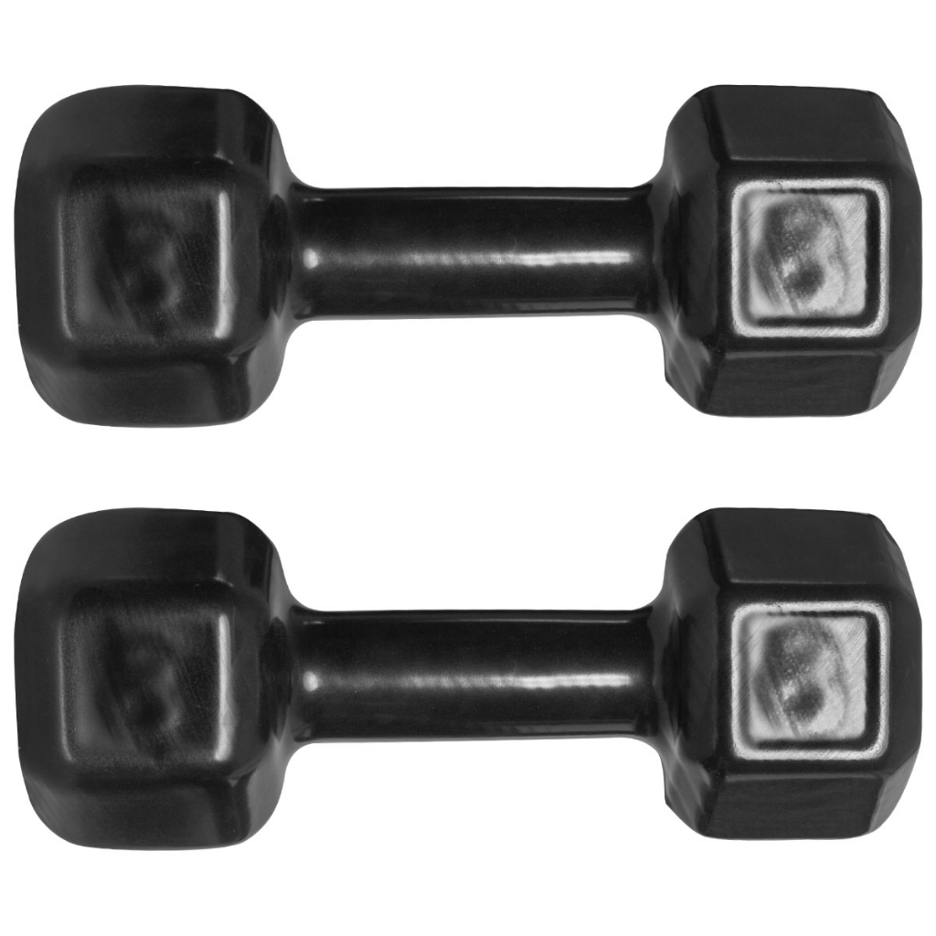 Halter Emborrachado 8kg Peso Academia Dumbell Sextavado Cor Preto