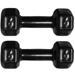 Halter Emborrachado 6kg Peso Academia Dumbell Sextavado Cor Preto