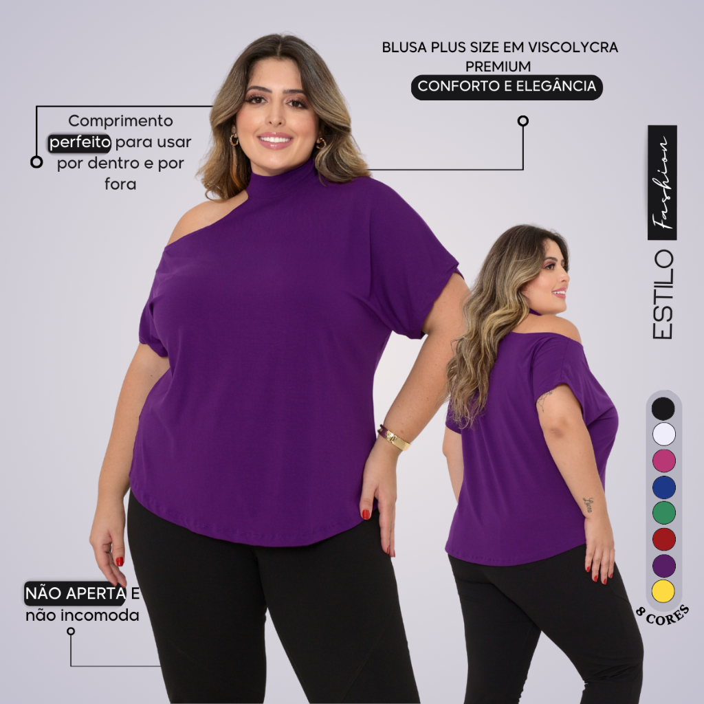 Bata Blusa Feminina Plus Size Tamanho G1 ao G5 Blusinha Elegante Viscolycra em Oferta na Shopee