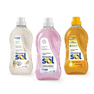 Lava Roupa Sabão Líquido 1 Litro - Girando Sol (Coco Baunilha Glicerina Hipoalergênico)