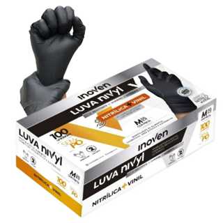 LUVA PRETA NITRILICA NYVIL INOVEN - 100 UNIDADES em Oferta na Shopee