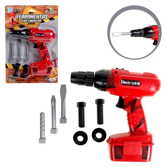 Brinquedo Kit Ferramentas Com Furadeira 8 Peças - Art Brink