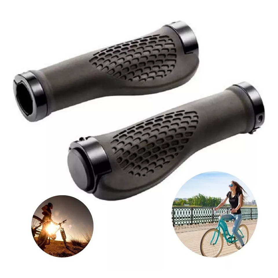 Manopla Punho Sallot anatomica Bike Bicicleta Ciclismo Ergonômico Mtb C/trava Cor Preto