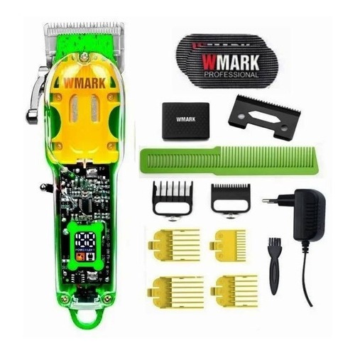 Maquina de cortar cabelo profissional transparente Wmark NG308 Verde Original com display digital em Oferta na Shopee
