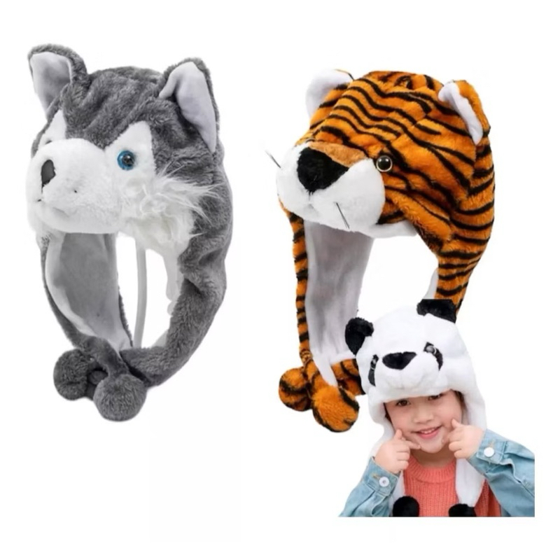 Touca Infantil de Bichos Gorro de Animais Pelúcia Gorro de Bichinho