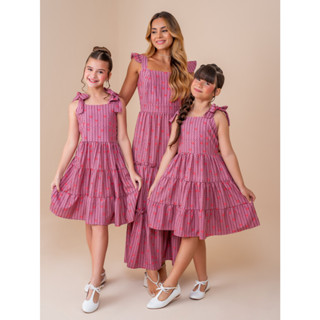 Vestido Tal Mãe Tal Filha Lorena Corações Infantil Juvenil tam 2, 4, 6, 8, 10, 12, 14, Env...