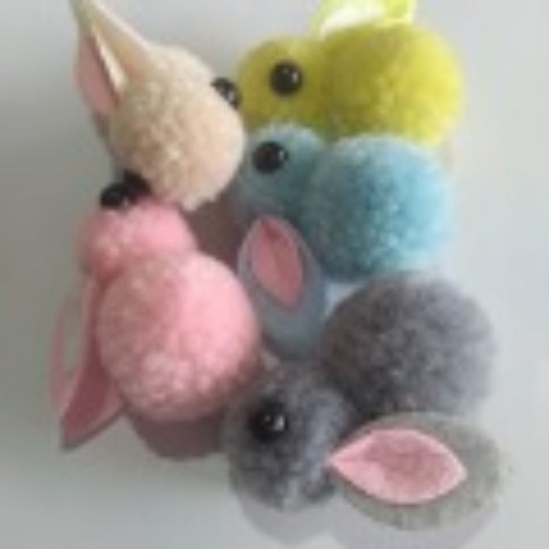 Pompom Coelho 40mm em Poliéster 50pçs..