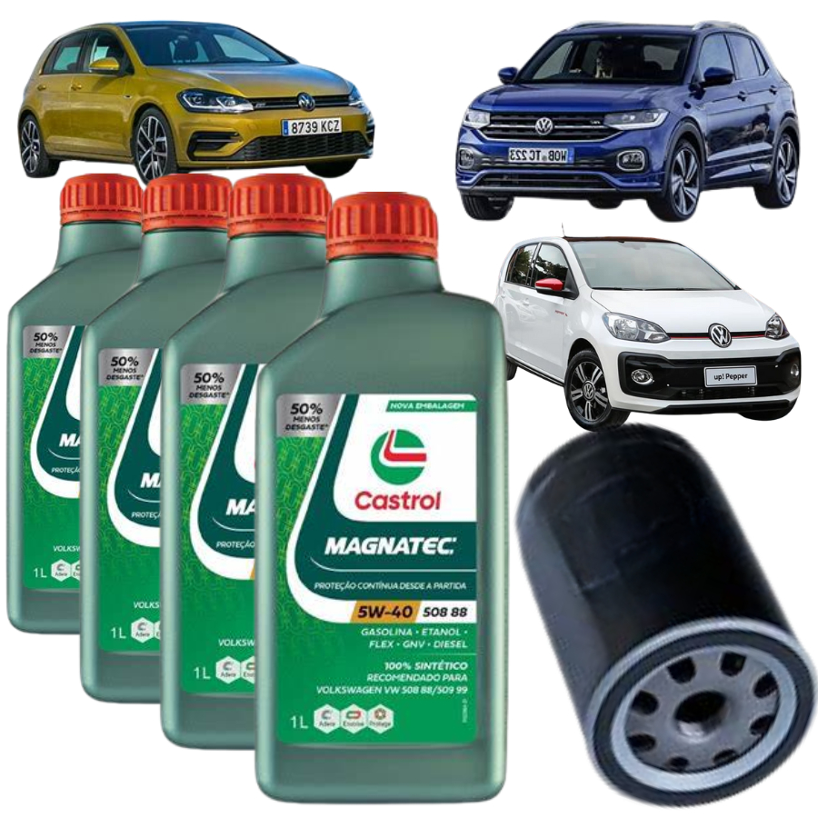 Kit De Troca 5w40 com filtro (Golf / T-cross / Up) Castrol