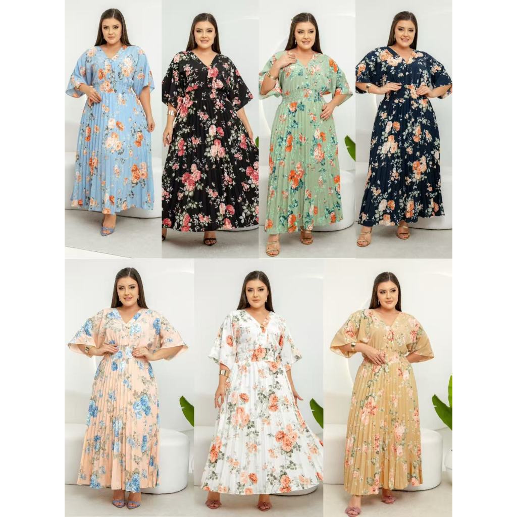 Vestido Plissado Estampadp Tamanho Único Manga Meia Manga Moda Feminina -0257 em Oferta na Shopee