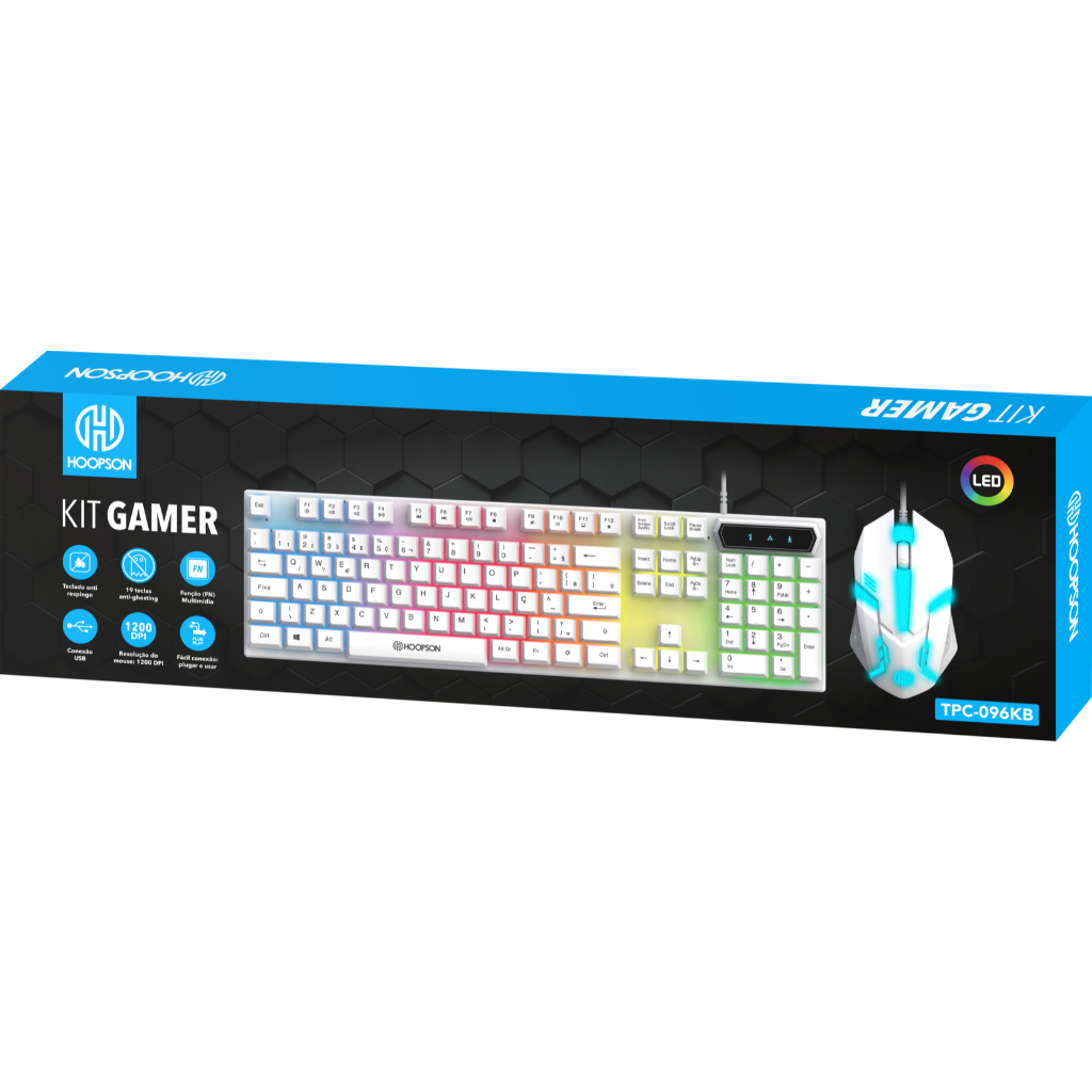 Kit Teclado e Mouse branco Gamer RGB LED USB ABNT2 Profissional com Luz para PC Notebook Promoção