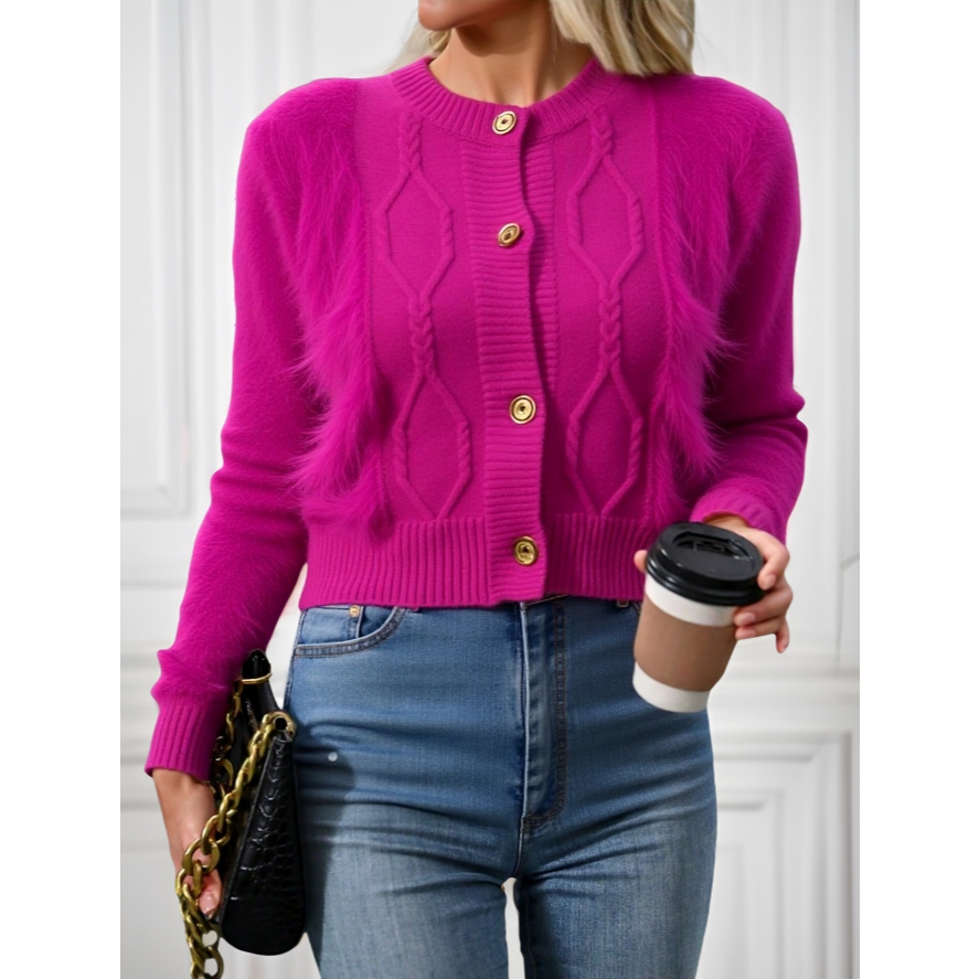 Blusinha agasalho de frio cropped estilo coreano feminino manga longa com botão em Oferta na Shopee