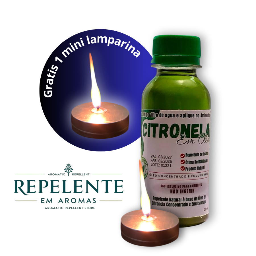 Óleo - Óleo de Citronela para tocha, Lampião e Lamparina repelente - 1 x 120ml + 1 Mini Lamparina em Oferta na Shopee