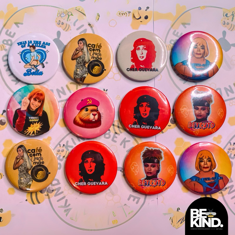 Botton/Broche 4,5cm Personalizados Divertidos/Memes Várias Estampas | be kind.