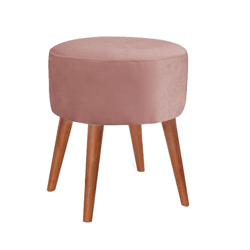 Puff Pufs Pufe Redondo Suede Rosê Penteadeira