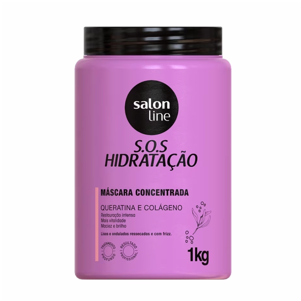 Máscara S.O.S Hidratação Queratina e Colágeno Salon Line 1kg - Beauty