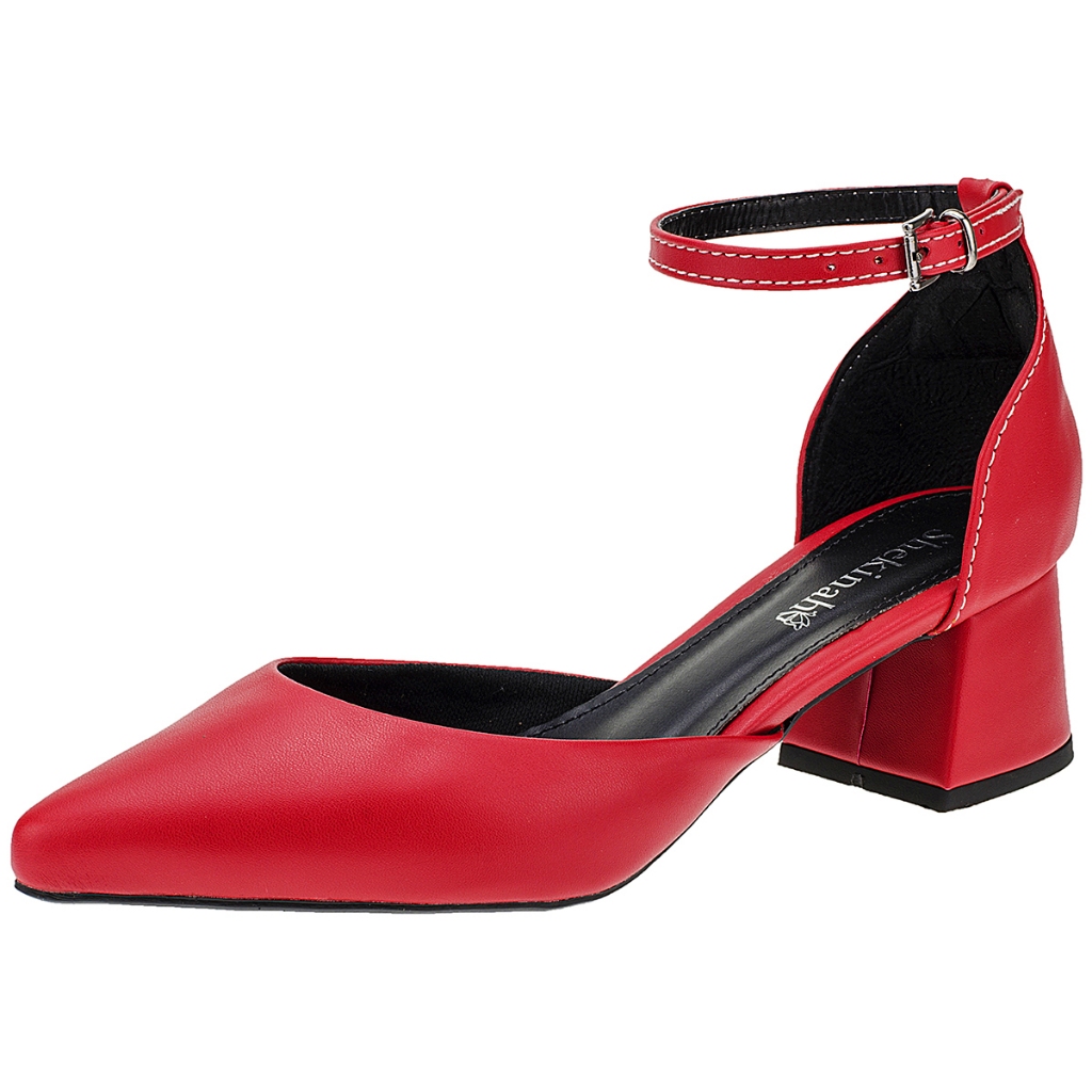 Sapato Feminino Scarpin Bico Fino Salto Bloco Grosso Saia e Blusa Salomé Shekinah Noiva Casamento em Oferta na Shopee