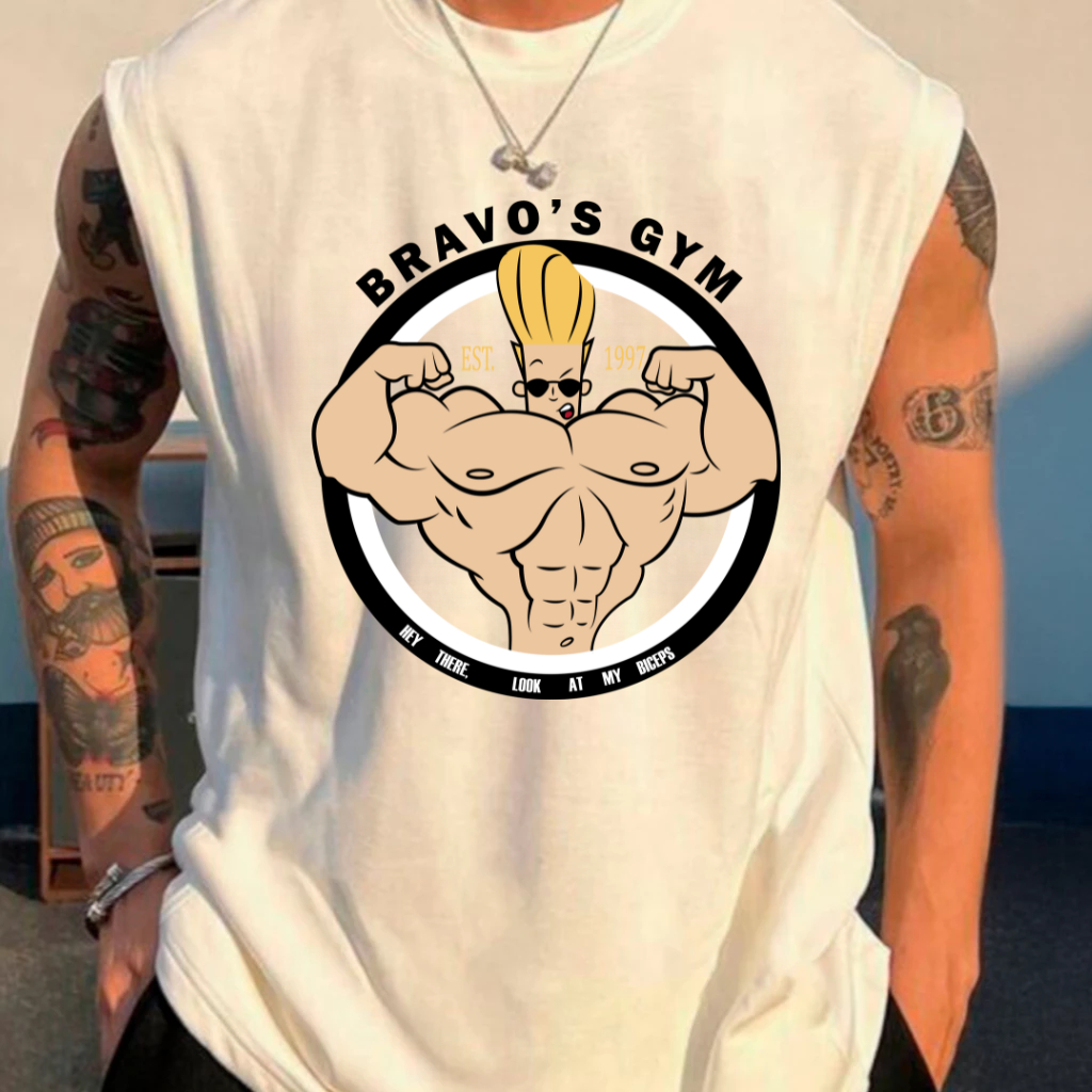 Camisa Camiseta Regata Oversized Streetwear Premium Lançamento Confortável Algodão Johnny Bravo Gym