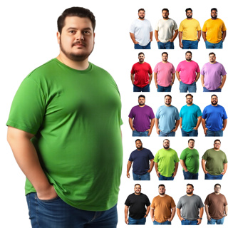 Camiseta Masculina Plus Size 100% Algodão Penteado Várias Cores em Oferta na Shopee