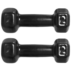 Halter Emborrachado 2kg Peso Academia Dumbell Sextavado Cor Preto