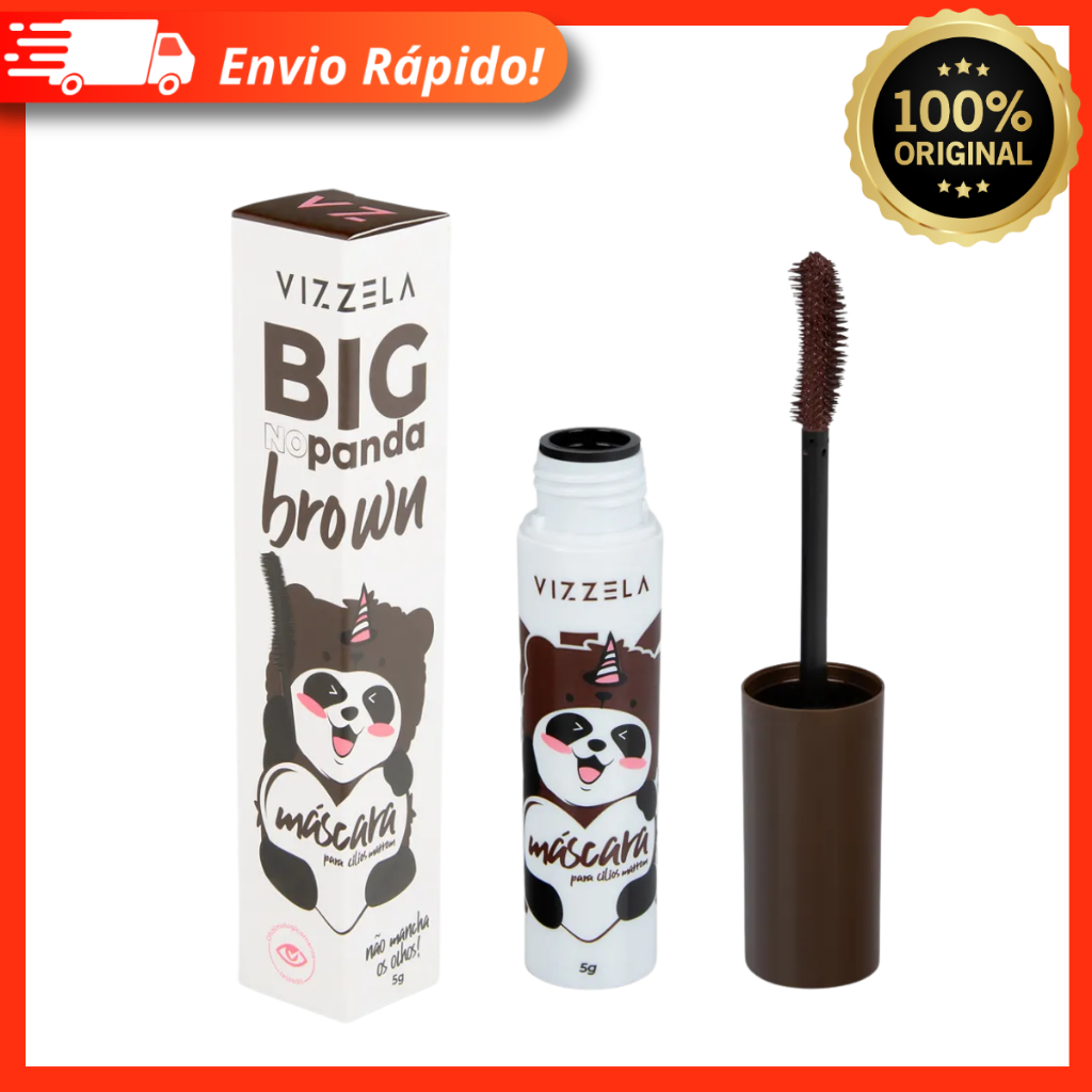 Máscara para Cílios Big No Panda Brown Vizzela 5g - 100% Original Rímel a Prova D'agua