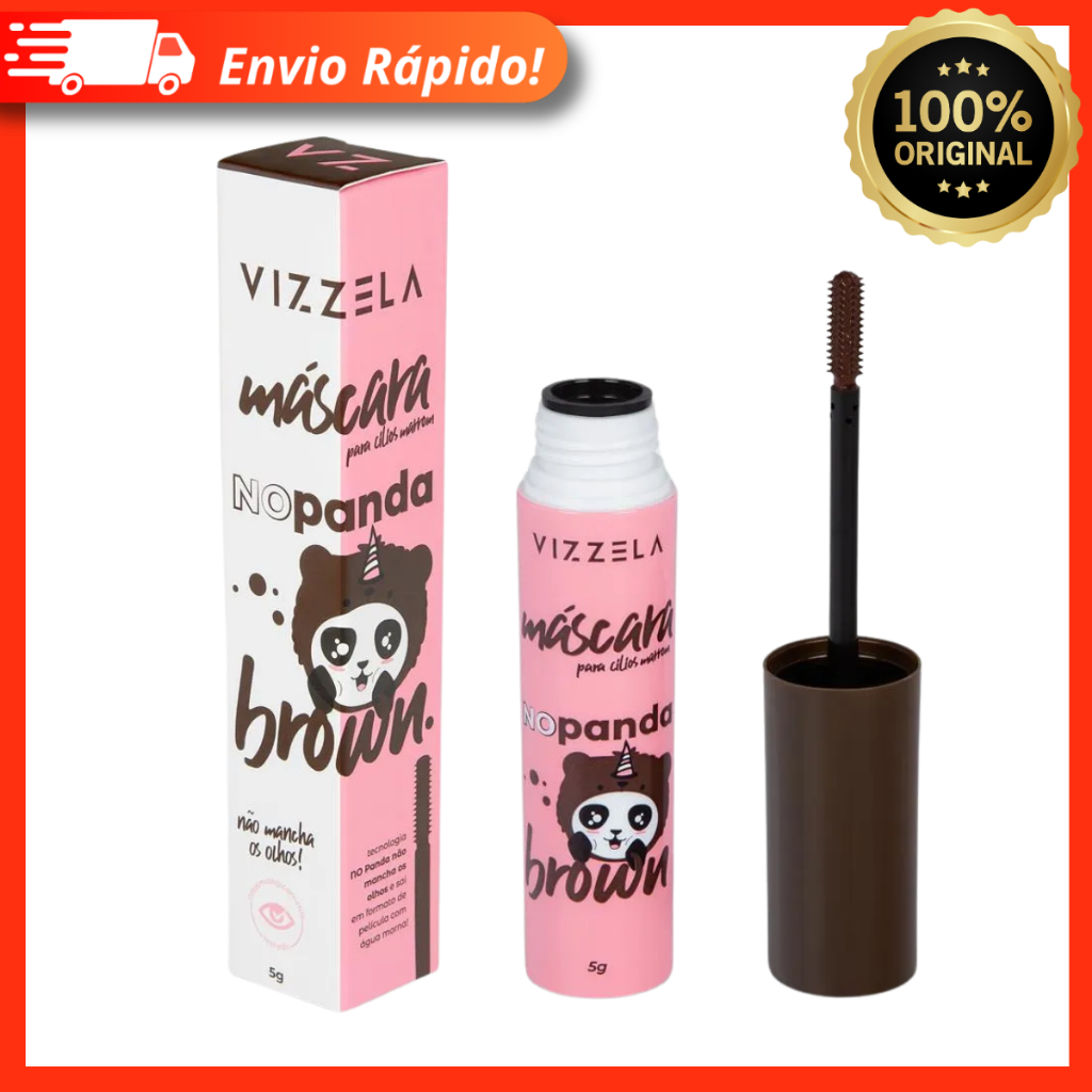 Máscara para Cílios Marrom No Panda Brown Vizzela Vegana - 100% Original