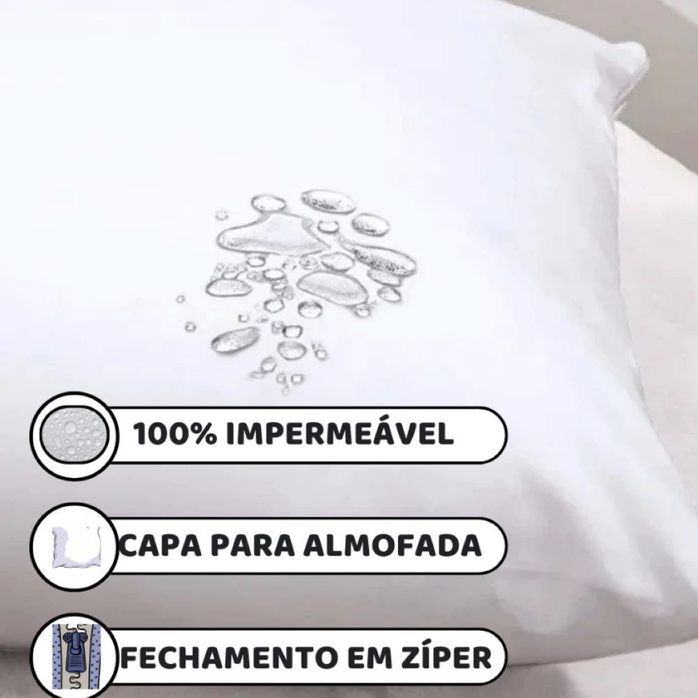 Capa de Almofada IMPERMEÁVEL Anti - Ácaro c/ Zíper 45x45 Branco Promoção