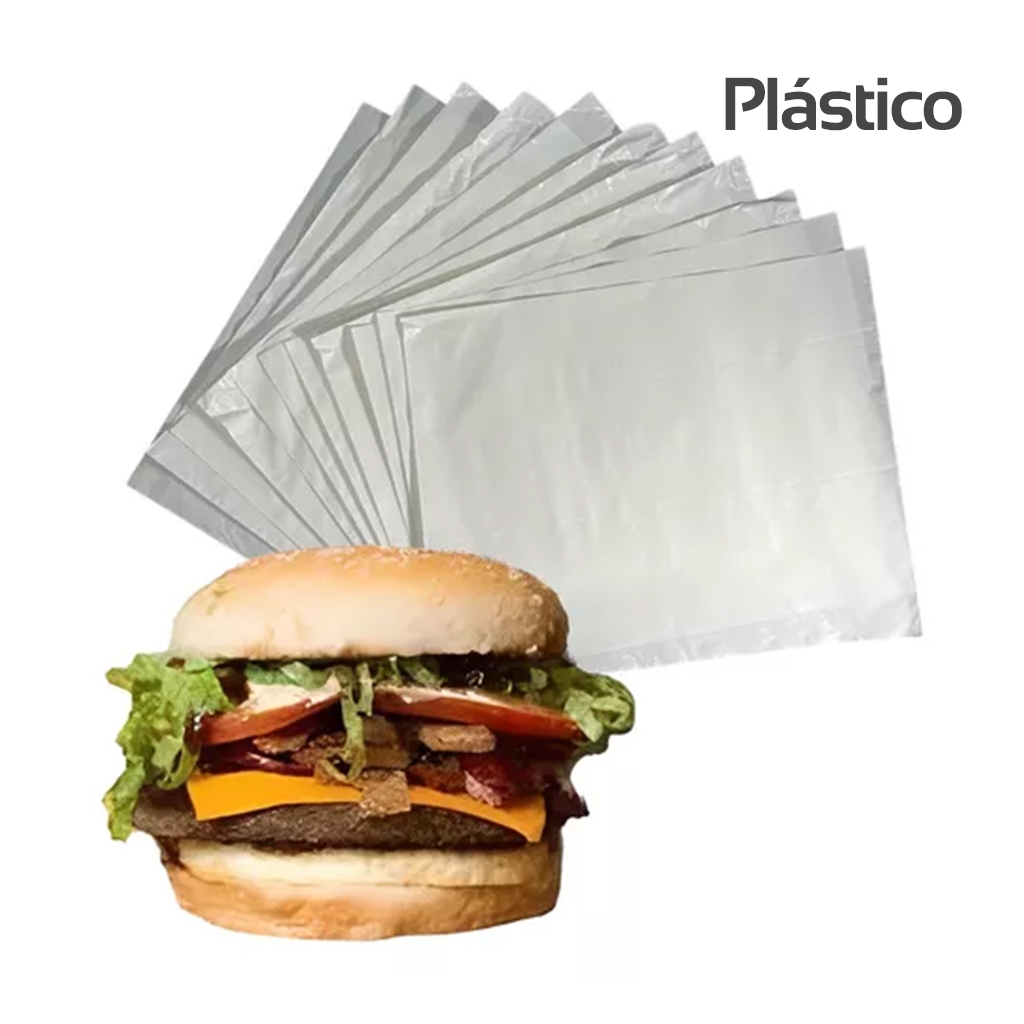 Embalagem para Hambúrguer Saco 19x14 cm Plástico Branco com 500 unidades