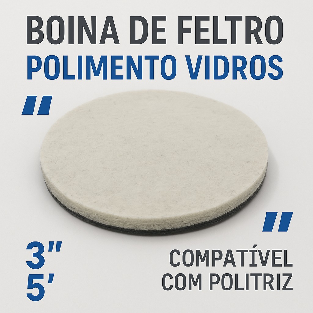 Boina para polimento de vidro/ Boina de feltro 3" ou 5" polegadas/ boina em promoção em Oferta na Shopee