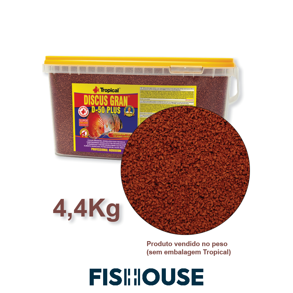Ração para peixes - Discus Gran Plus D-50 (4,4Kg - Balde) - Tropical