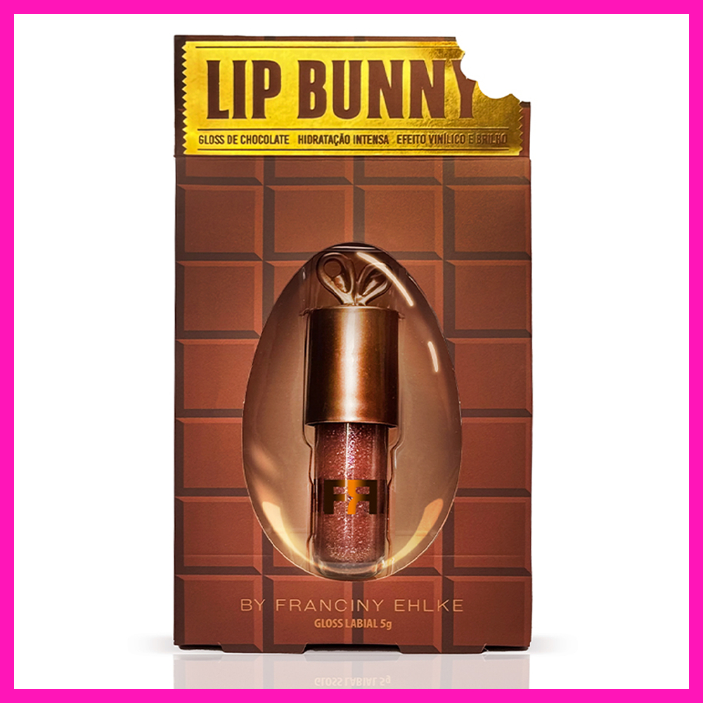 Franciny Ehlke Gloss Lip Bunny (Possui cor marrom com tom de cacau e partículas de brilho)