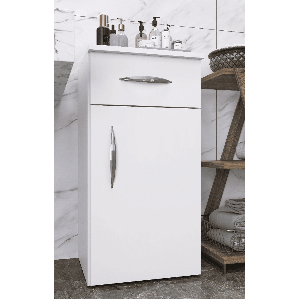 Armário Balcão Com Nicho Minimalista Branco