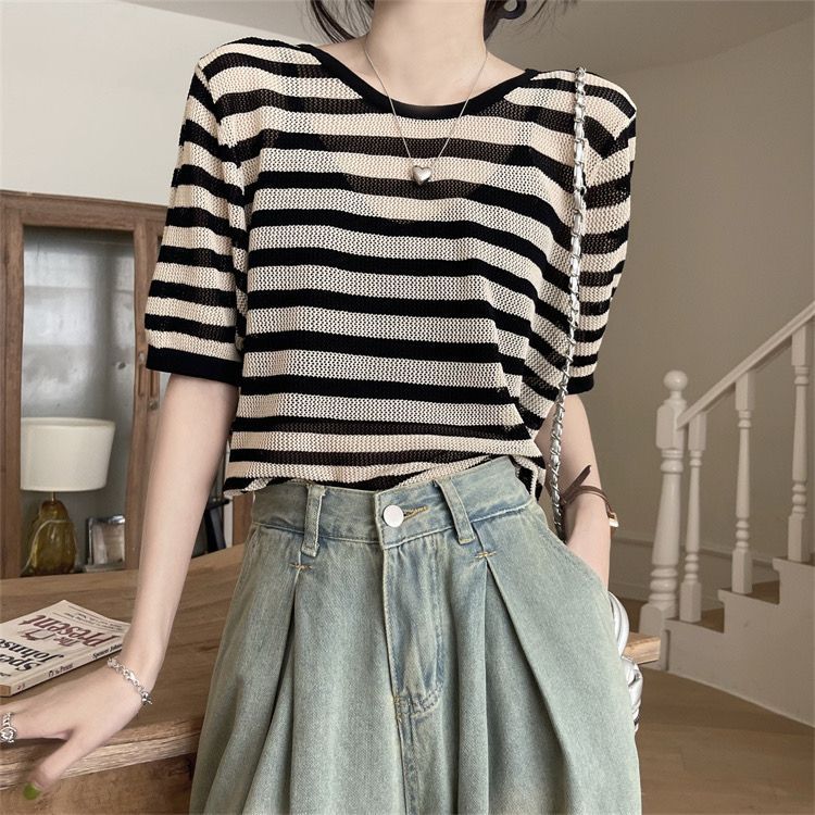 Camiseta feminina chique oca, suéter de malha