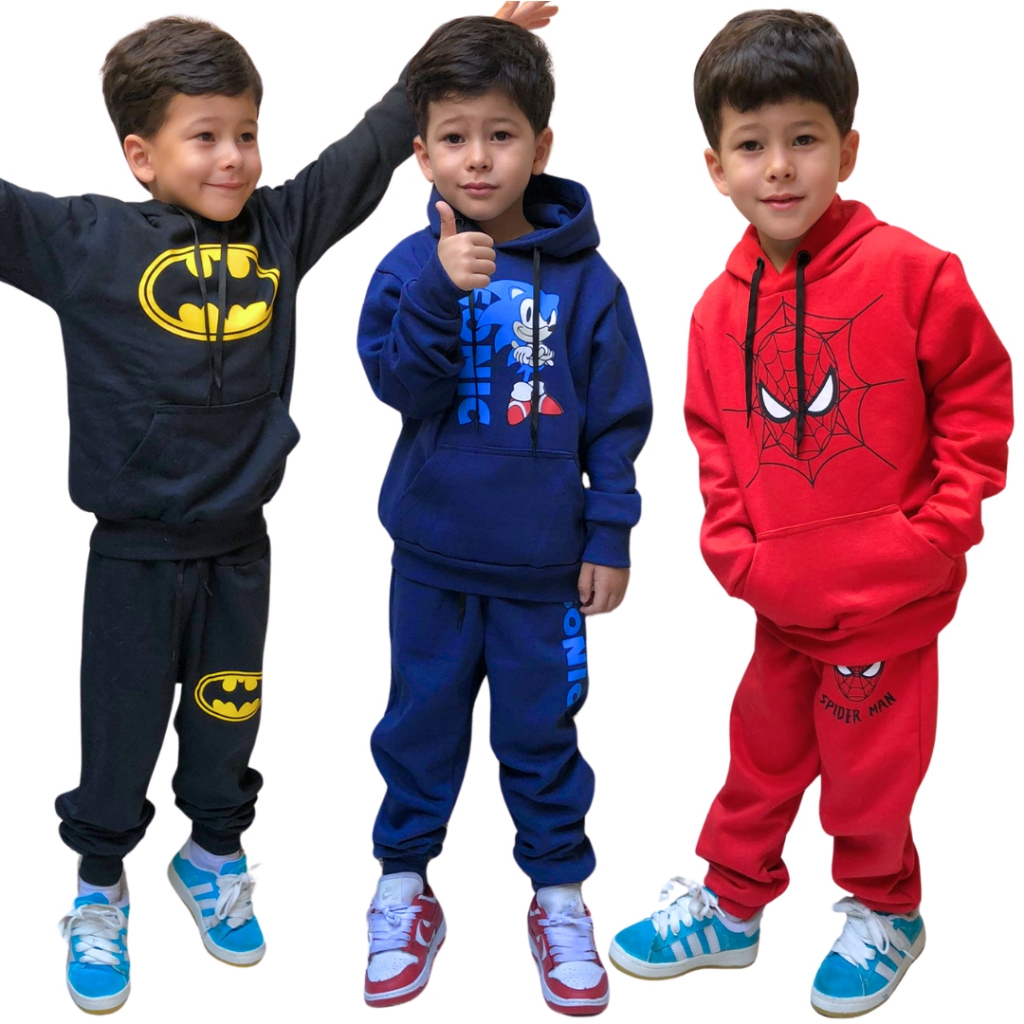 Conjunto Infantil Menino de Moletom Premium em Oferta na Shopee