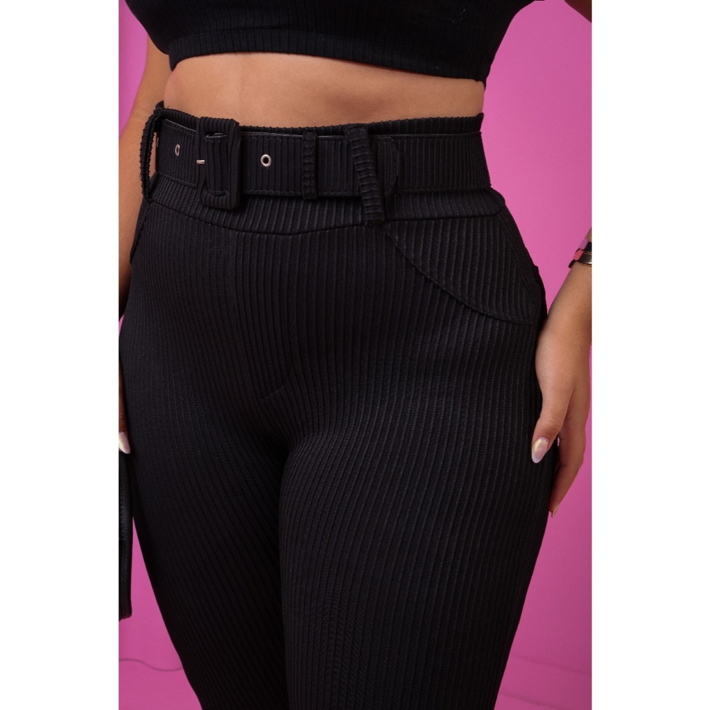 Calça Preta Ou Marron Avela Montaria Canelado 3D Power Gringa Legging Com Cinto Inverno
