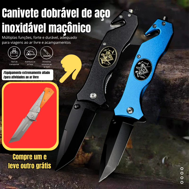 Kit Canivete de Sobrevivência Semiautomático Maçônico de Bolso e Canivete Com Símbolos Maçônicos – Multifuncional