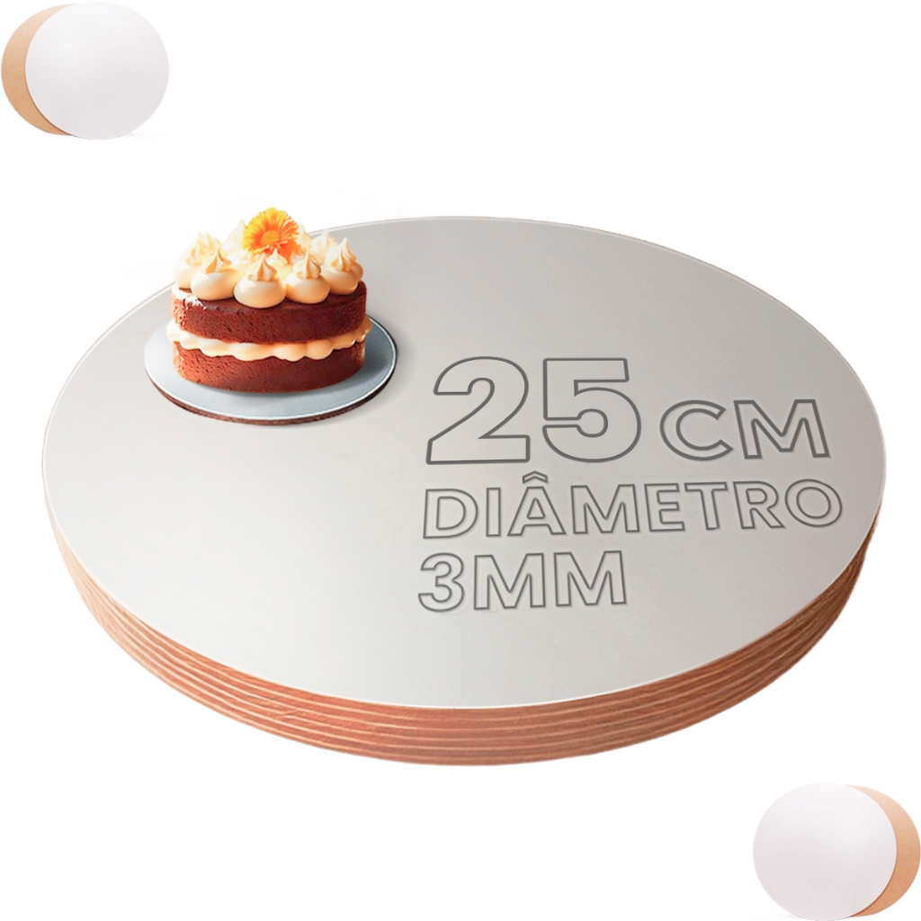 Cake Board 25cm Ultra Resistente 3mm Liso Com 10 Base Para Bolo Confeitaria em Oferta na Shopee