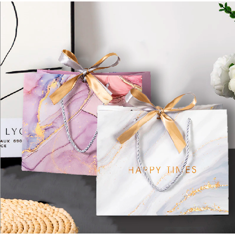 Sacola de Papel Efeito Marmore (20x25x12cm) para Embalagem de Presente e para Festa de Casamento