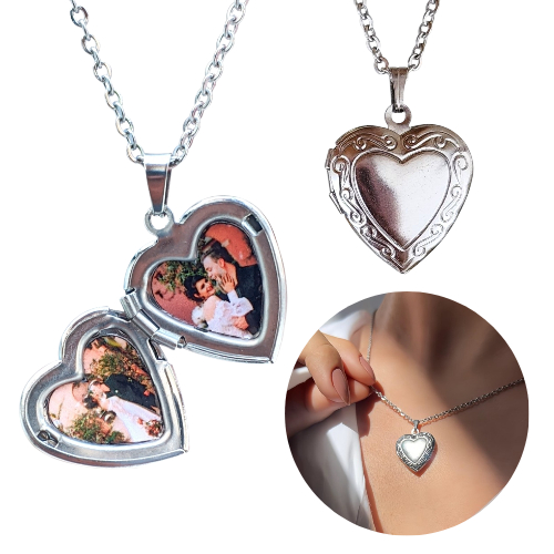 Colar Relicário Coração Com Duas Fotos Feminino, Presente, Casal em Oferta na Shopee