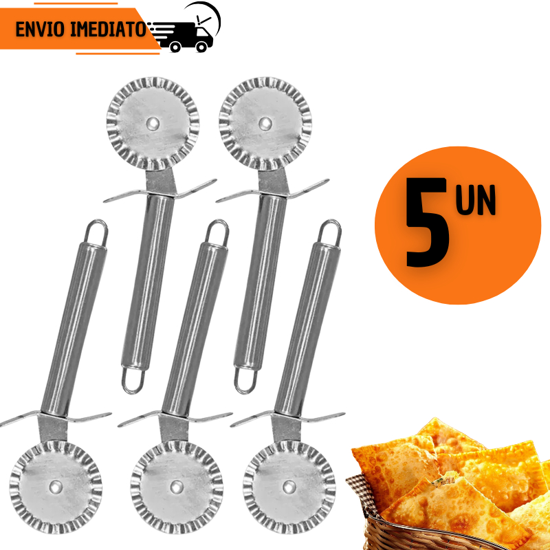 Carretilha de Pastel Pizza Cortador Inox Massa Cozinha Restaurante Bar Pastelaria Feira Petisco