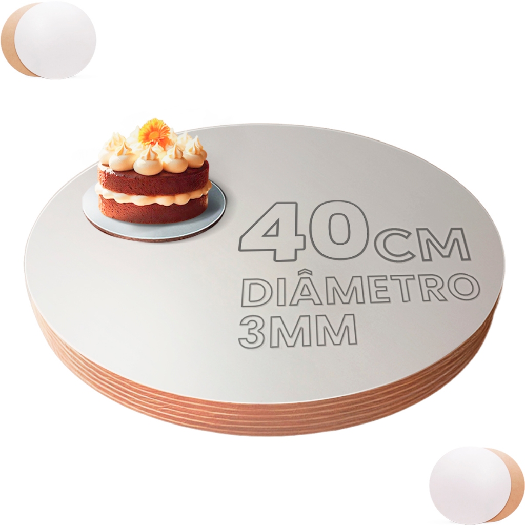 Cake Board 40cm MDF 3mm Liso 10 Un Base Para Bolo Confeitaria em Oferta na Shopee