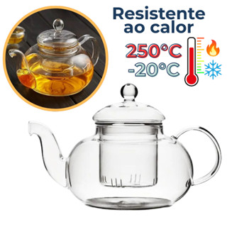 Chaleira Bule De Vidro Com Infusor Chá Direto Ao Fogo Resistente Ao Calor 800ml